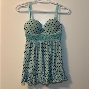 Blue with black polkadot push-up bra lingerie